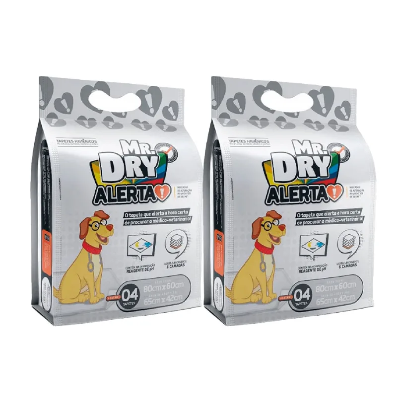 Kit 2un. Tapete Higiênico Mr. Dry Alerta 80x60cm 4 Unidades