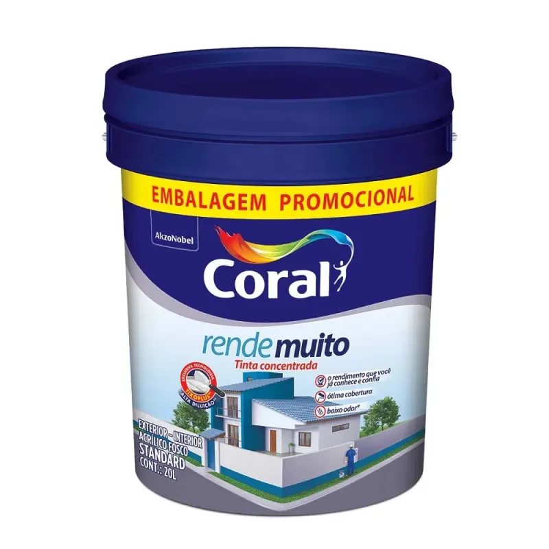 Tinta Acrilica Coral Rende Muito Balde 20lt Branco Gelo - Lm Bricolagem e Construção