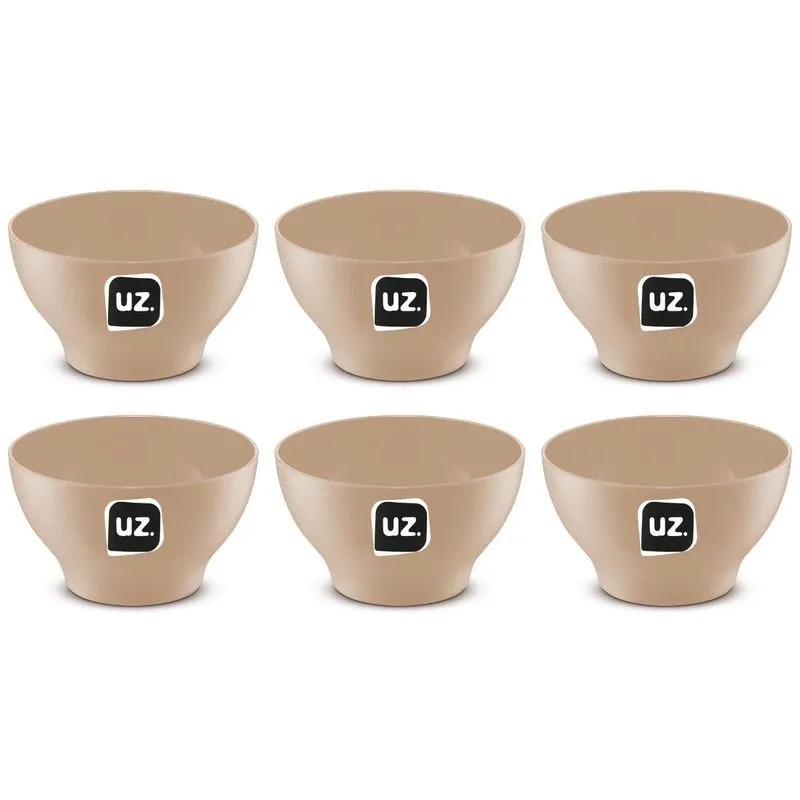 Kit Com 6 Cumbucas Tigelas 500ml Plástico Atóxico Cappuccino