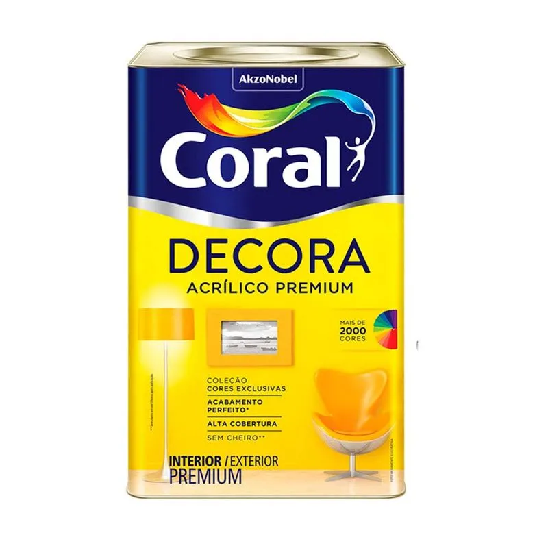 Tinta acrílica Decora semi brilho 18L amarelo vanilla Coral