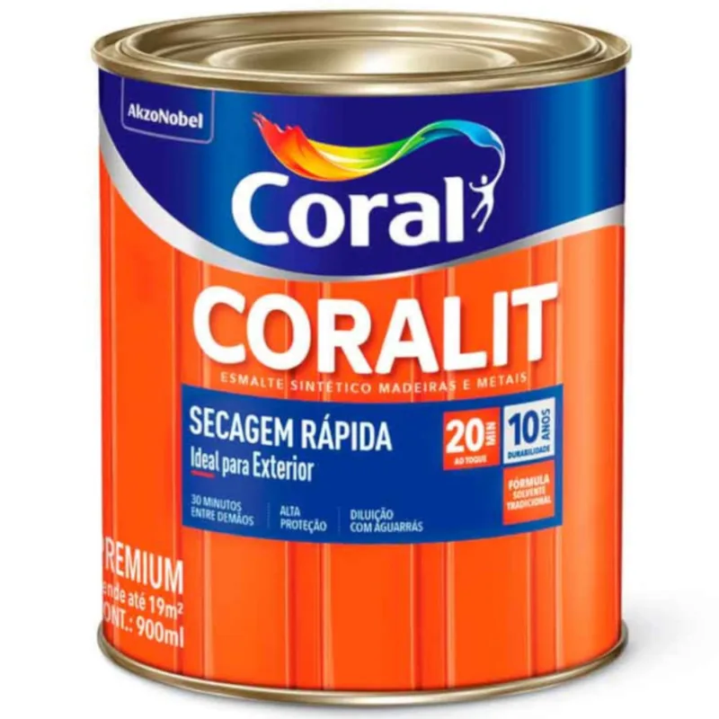 Esmalte Sintetico Coralit Secagem Rápida 900ml Branco Brilhante - 5202922 - coral