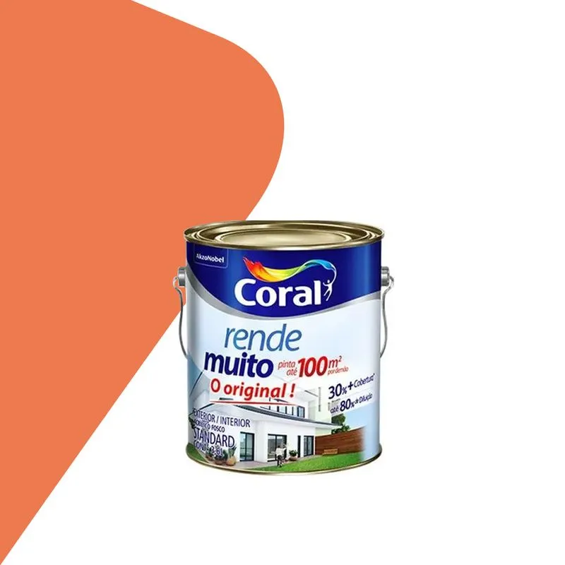 Tinta Acrílica Fosco Rende Muito Laranja Maracatu 3,6L - Coral