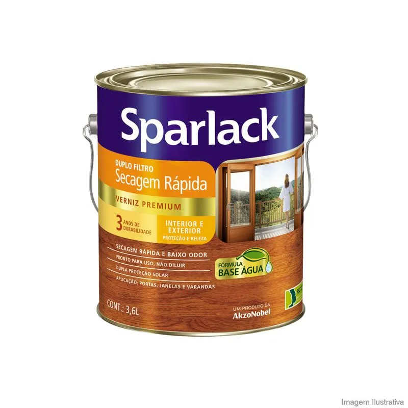 Verniz duplo filtro à base de água acetinado imbuia 3,6L Sparlack