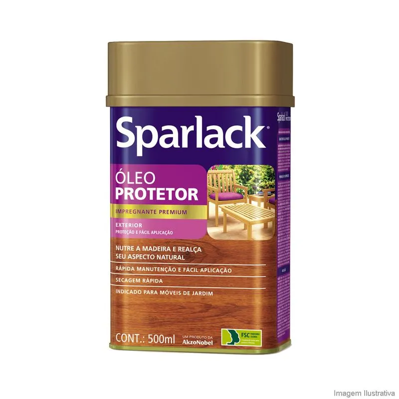 Óleo protetor fosco para madeira transparente 500ml Sparlack