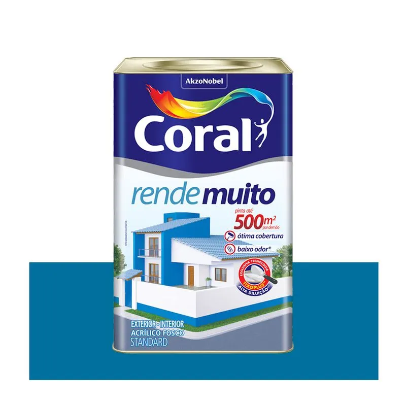 Tinta Coral Rende Muito Acrílica Fosca Azul Profundo 18 Litros