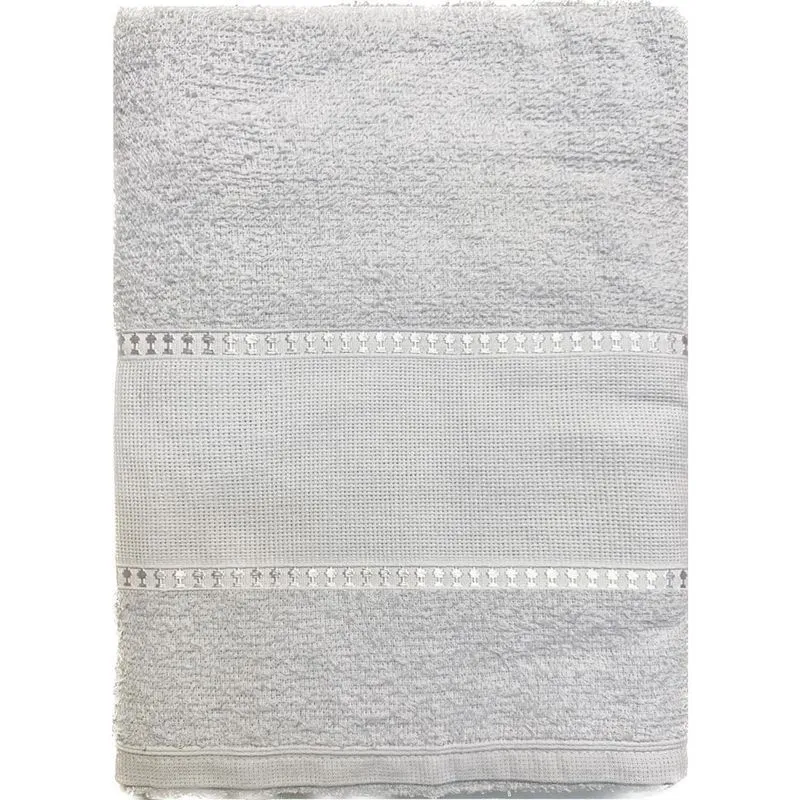 Toalha Banho Barra Para Bordar Ponto Cruz 65X130 Branco
