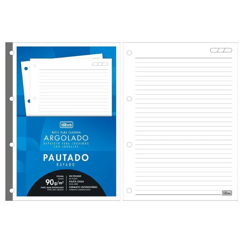 Refil Fichário Univ 80fls Pautado 200x275mm Tiliflex Tilibra