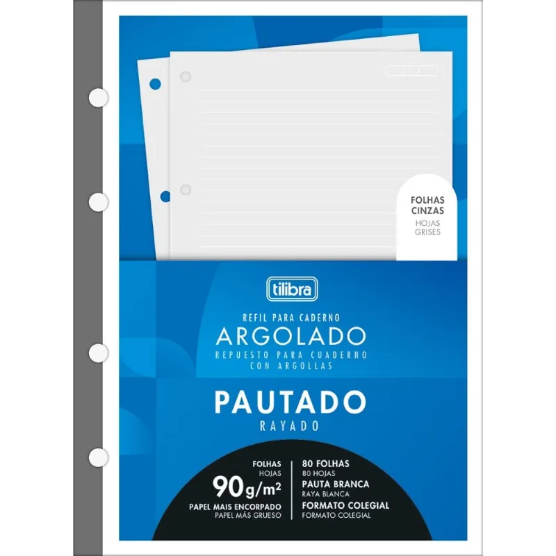 Bloco Fichario Colegial Cinza 90g 80fls Tilibra