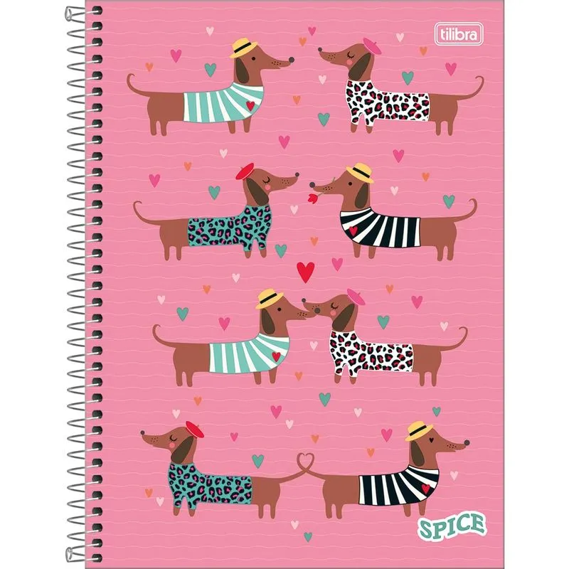 Caderno Espiral Capa Dura Universitário 10 Matérias Spice Feminino 160 Folhas - Tilibra