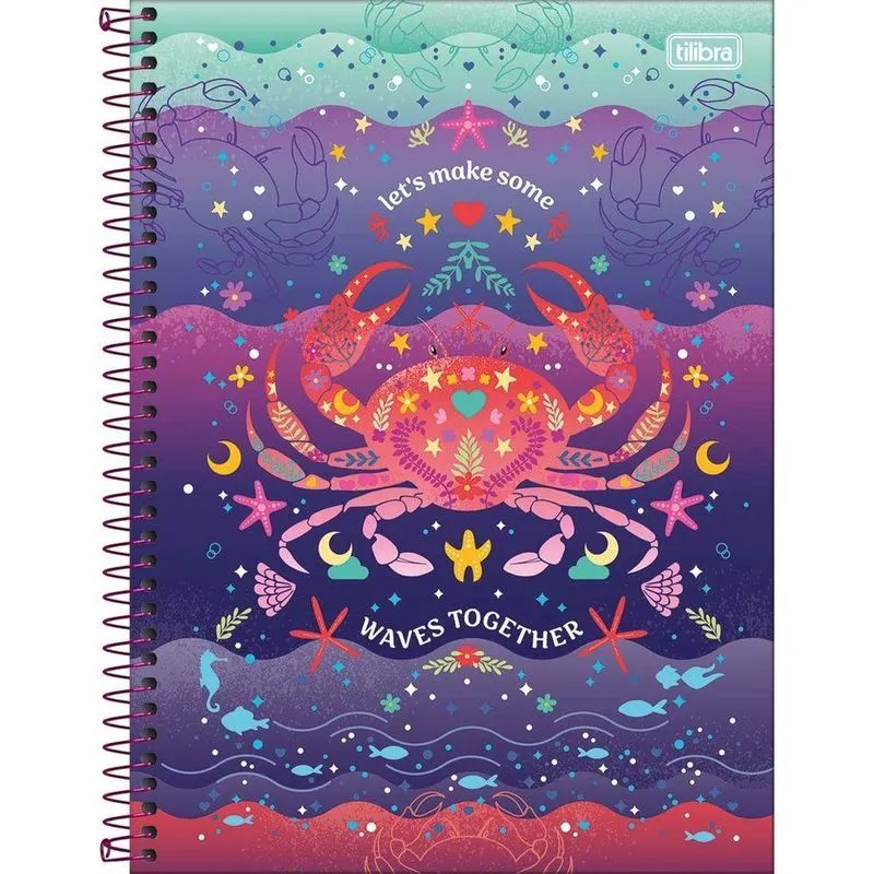 Caderno Universitário Bubble Tilibra Capa Dura Espiral - 10 Matérias 160 Folhas Lets Make Some