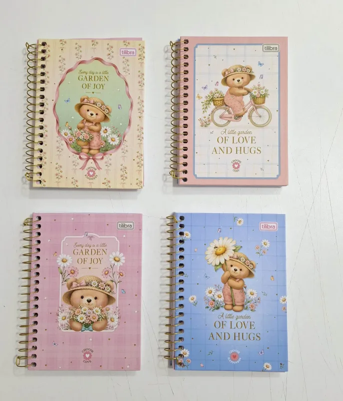 Caderneta Espiral A6 1/8 Love Bears 80 Folhas Tilibra Capa Dura 1un