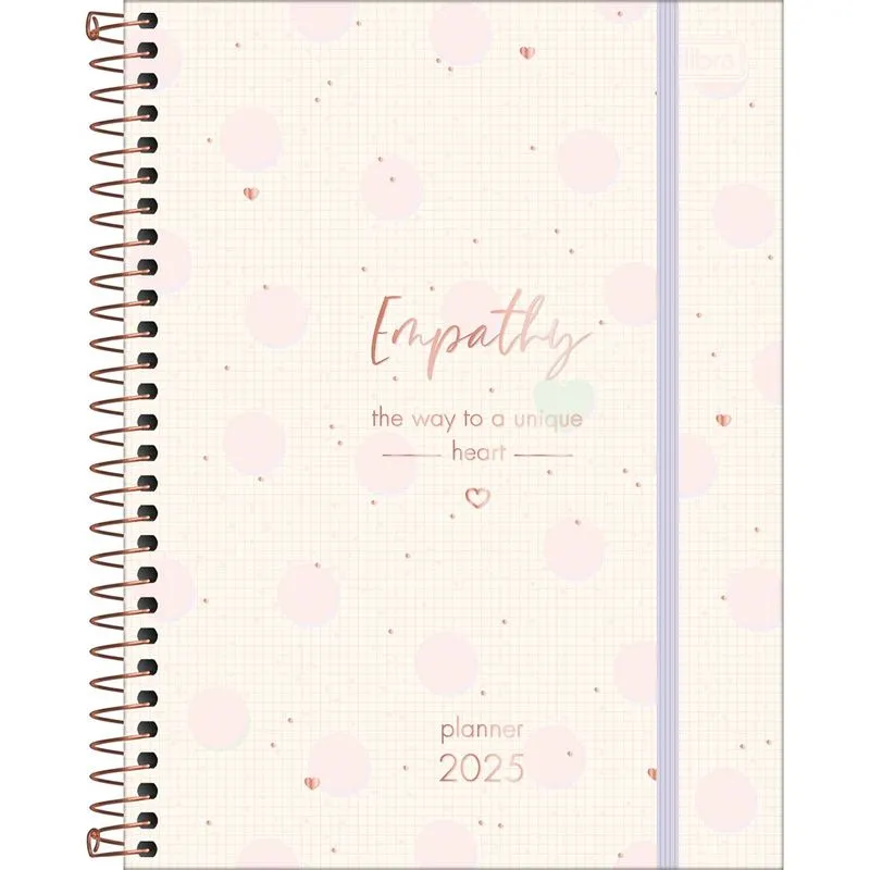 Tilibra - Planner Espiral 17,7 X 24 Cm Soho 90 G 2025 - Bolas Grandes Rosa - Empathy