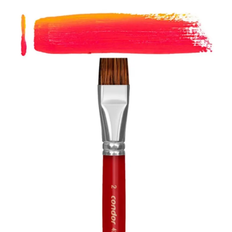Pincel Chato Curto Orelha De Boi Longo Vermelho 421-6 Condor