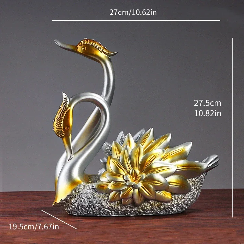 Suporte para Garrafa de Vinho em Resina Design Cisne Lenogue Branco / 27 x 27 x 19 cm