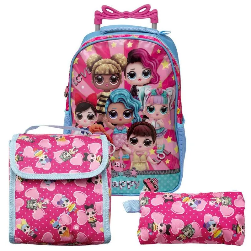 Mochila Feminina De Rodinha Boneca Lol Surprise Lancheira