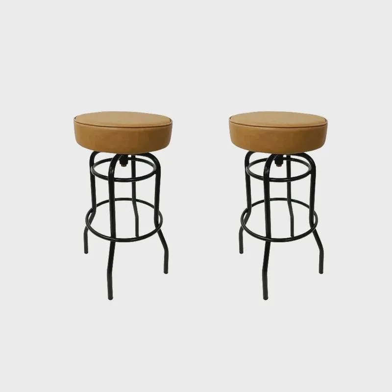 Banqueta Bar Altura 65cm Giratória cor Preta Assento cor Caramelo grosso Combo 2 Peças