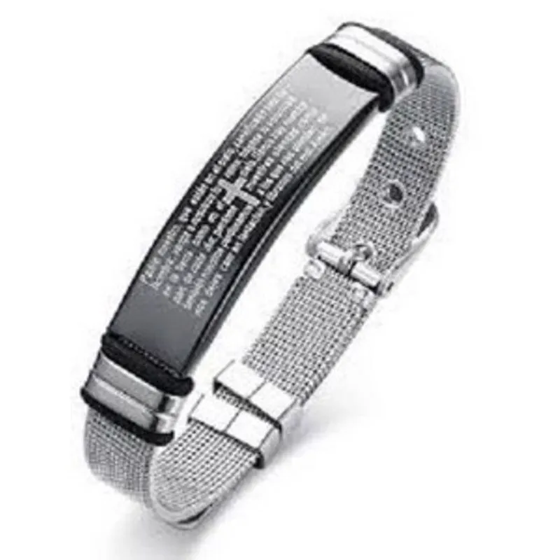 Pulseira Bracelete Unissex Aço Inox Oração Pai Nosso