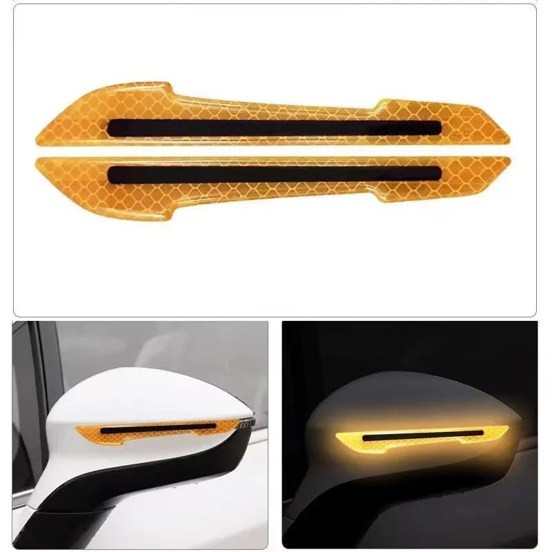 Par Adesivo Refletivo Para Retrovisor De Carro Amarelo
