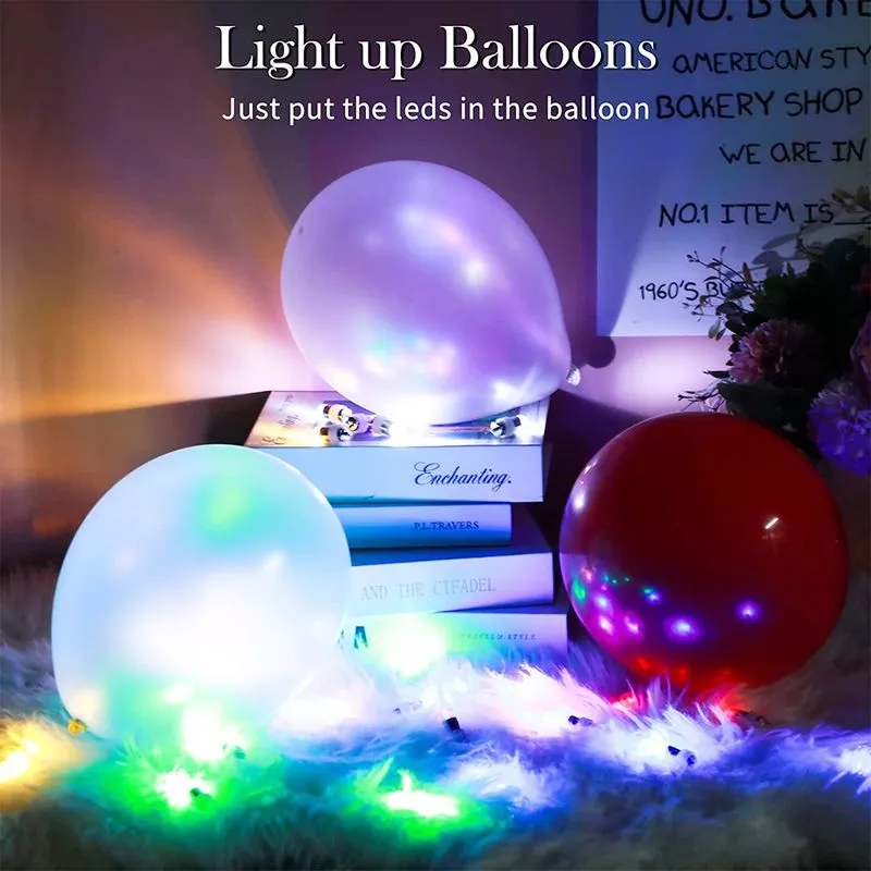 Kit 20 Mini Led para Bexiga A Prova D'água Rgb Decoração Festa
