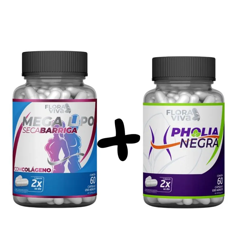 Mega Lipo + Pholia Negra 500 mg 60 cápsulas 2 potes