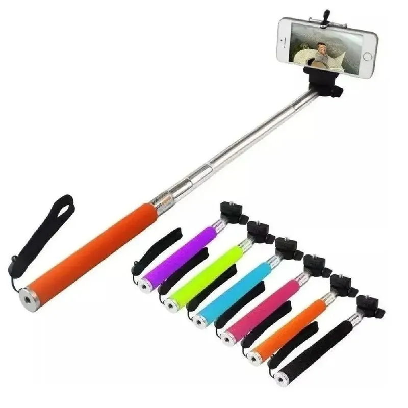 Bastao Pau Selfie Monopod Controle Bt Suporte Celular Colors - Branco