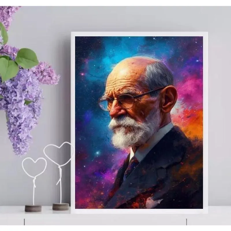Quadro Psicologia Arte Freud - Galáxia 24X18Cm - Com Vidro