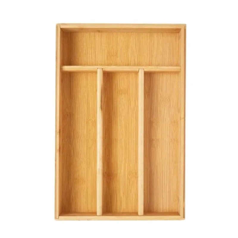 Porta Talheres Bambu Organizador De Gaveta Madeira 33 X 22Cm