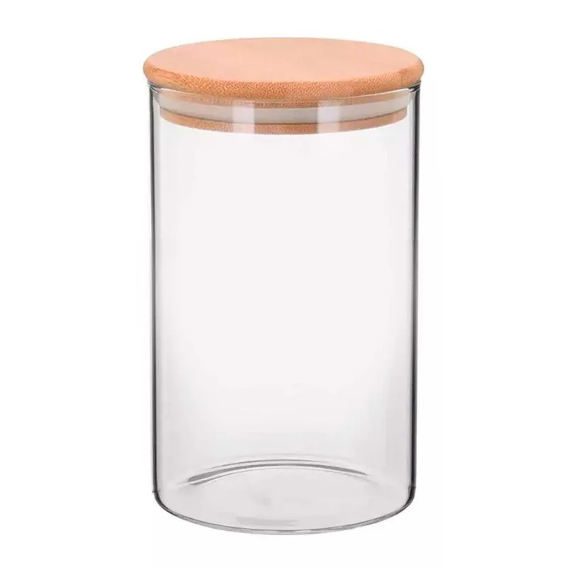 Pote C/ Tampa de Bambu 6,5x12cm em Vidro Livon