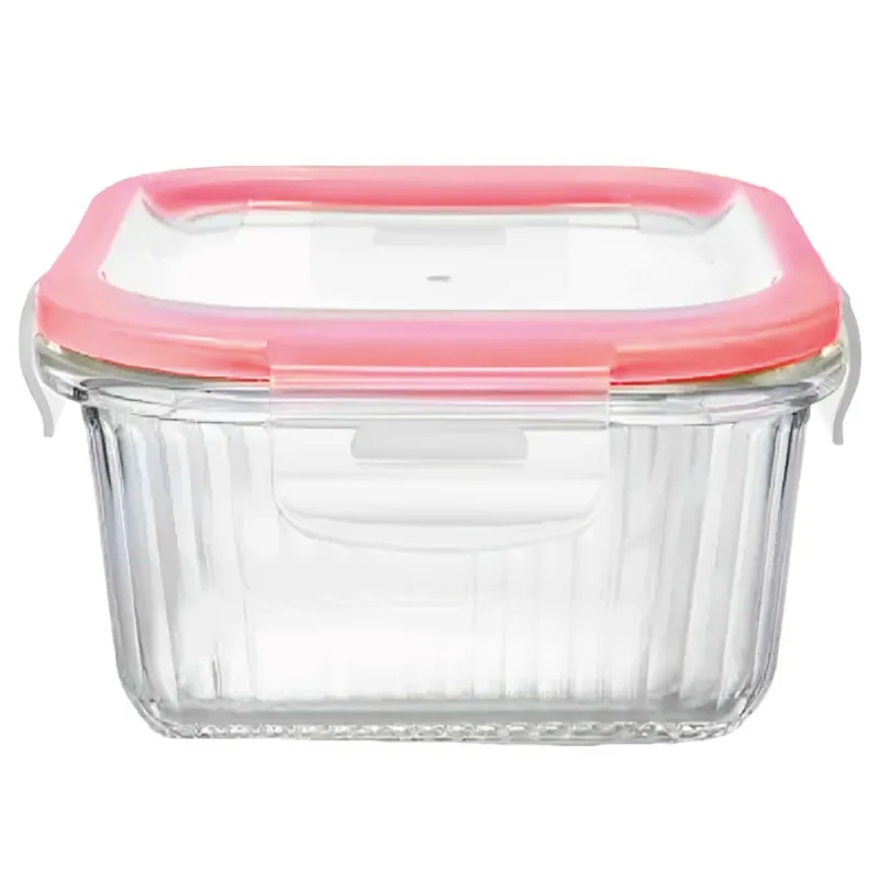 Pote Hermético Retangular 330ml em Vidro Livon-Vermelho
