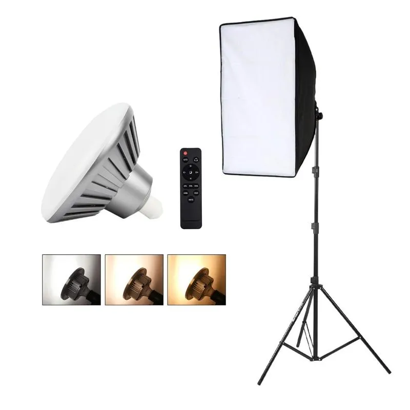 Kit Iluminação Softbox 50x70 Com Lâmpada Bivolt 55w E Tripé
