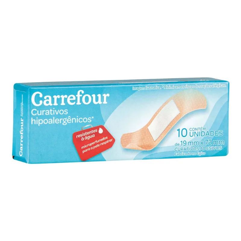 Curativos Adesivos Carrefour com 10 Unidades