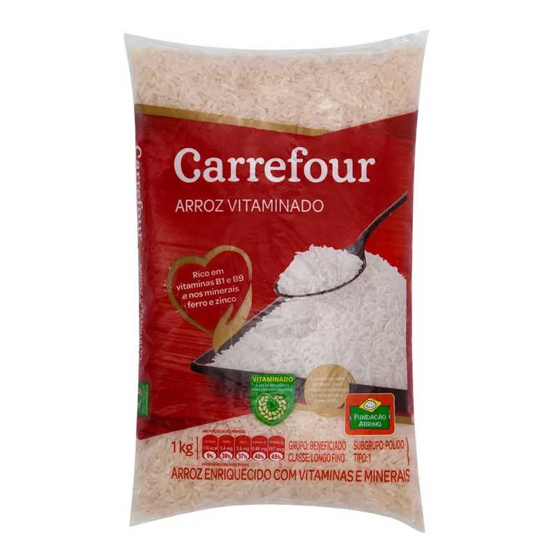 Arroz Branco Longo-fino Tipo 1 Vitaminado Carrefour 1Kg