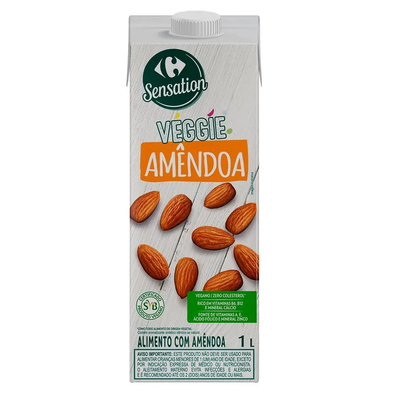 Alimento Vegetal Amêndoa Carrefour Veggie 1L