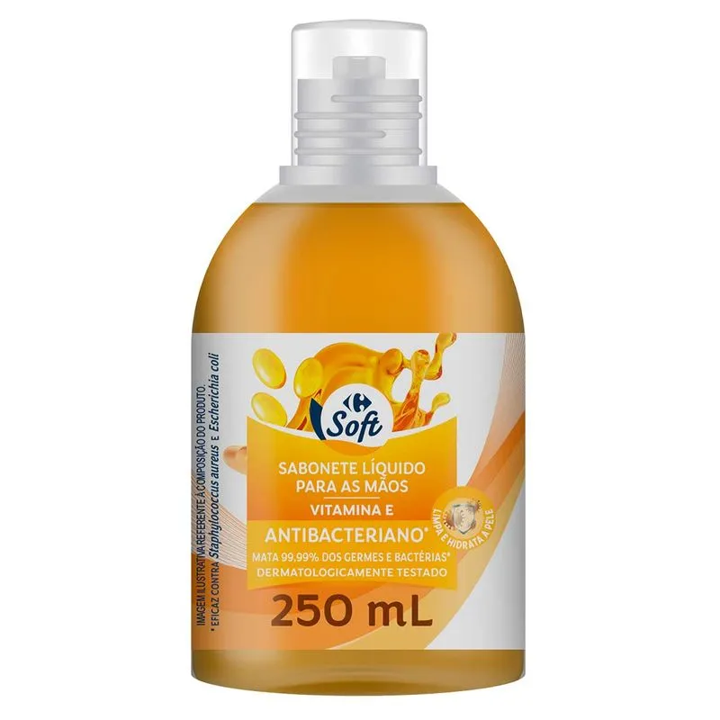 Sabonete Líquido para as Mãos Antibacteriano Carrefour Soft Vitamina E 250 ml