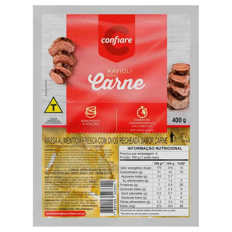 Ravioli Carne Confiare 400g