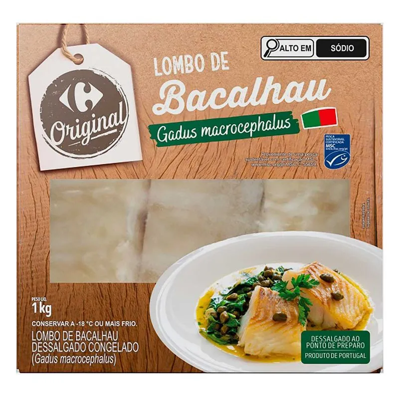 Lombo de Bacalhau Dessalgado Congelado Carrefour Original 1Kg
