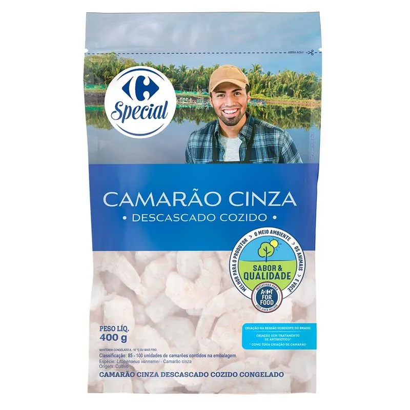 Camarão Descascado Cozido Congelado 85/100 Sabor & Qualidade 400g