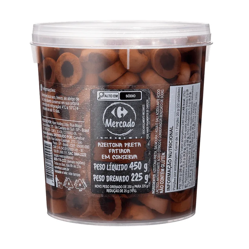 Azeitona Preta Fatiada Carrefour Mercado 225g