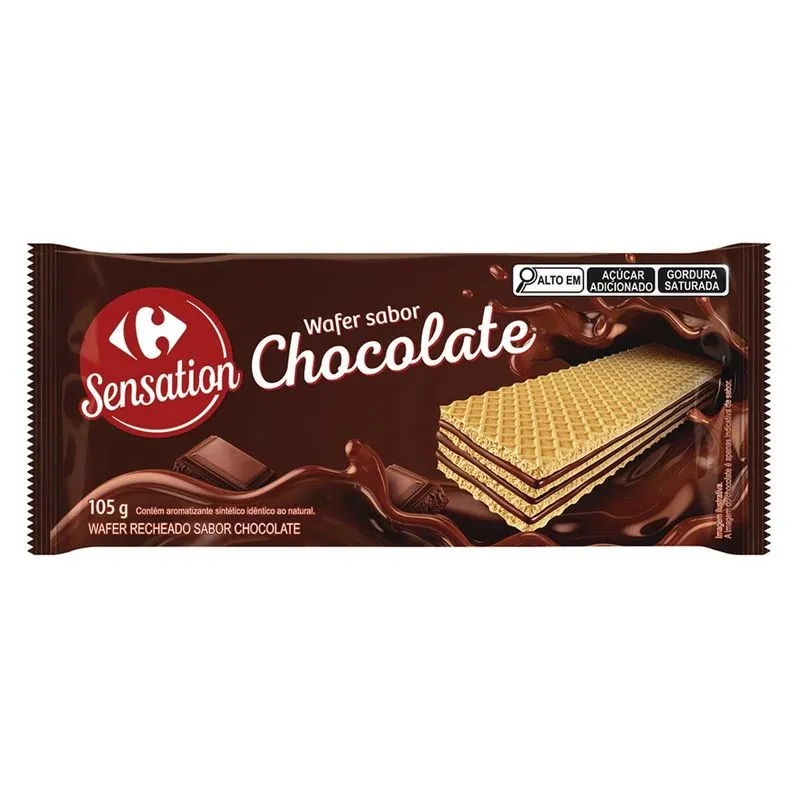 Biscoito waffer Carrefour Sensation Chocolate 105g Biscoito waffer Carrefour Sensation Chocolate 105g
