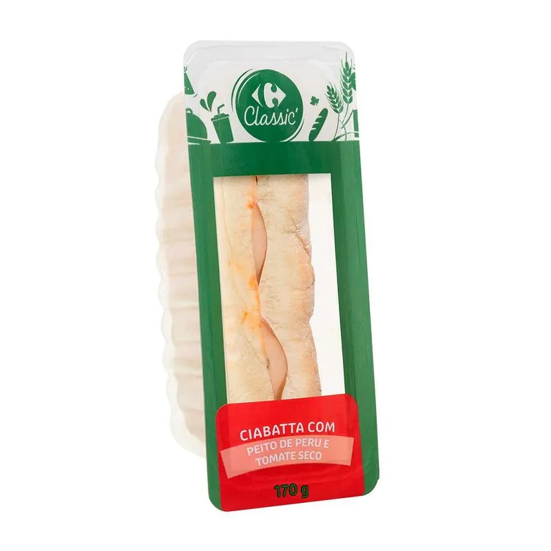 Sanduíche Ciabatta Peito de Peru Carrefour Classic 170g