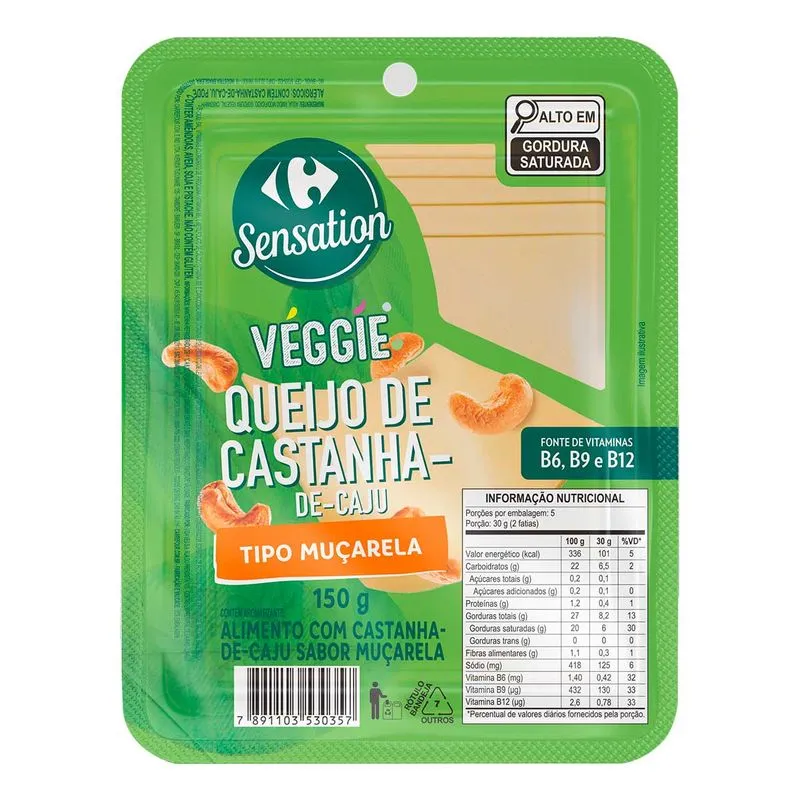 Queijo De Castanha De Caju Tipo Muçarela Fatiado Sensation Veggie 150g