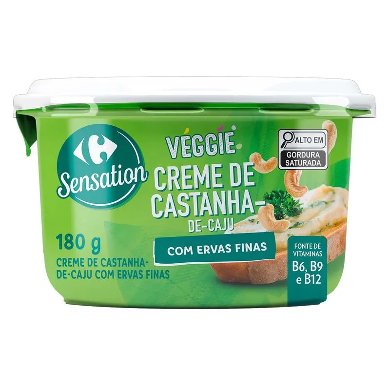 Creme De Castanha De Caju Com Ervas Finas Sensation Veggie 180g