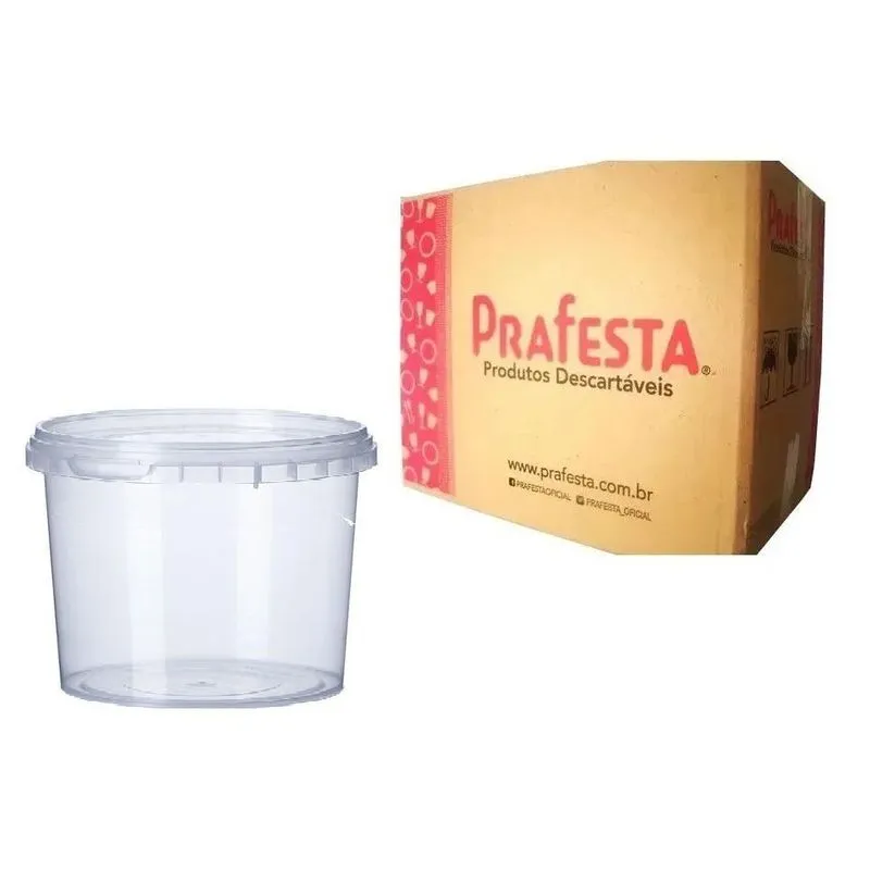 Pote Redondo Com Lacre Pp 1000ml Prafesta C/160
