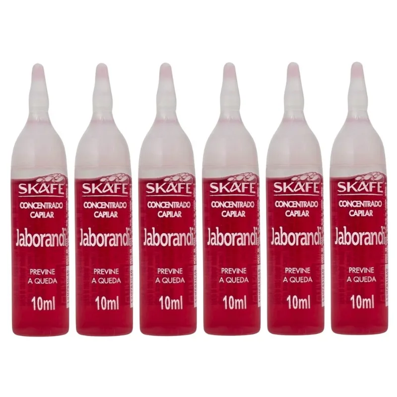 Kit 6 Ampolas Concentrado Capilar Jaborandi Skafe 10ml Cada - Previne Queda