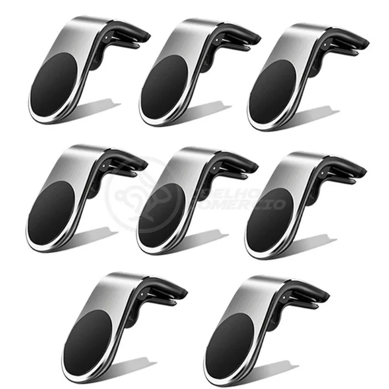 Kit 8 Suporte Adaptador Magnético Veicular Universal Car Holder Para Painel De Carro Tipo L Prata