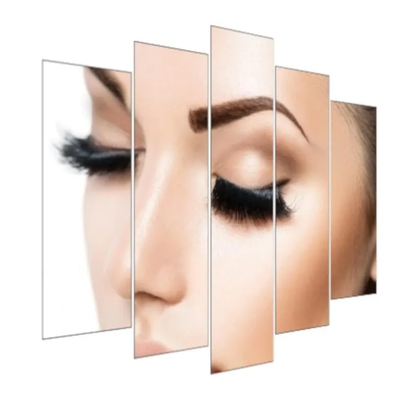 Quadro Decorativo Mosaico 5 Peças Mod1229 Cílios Sobrancelha