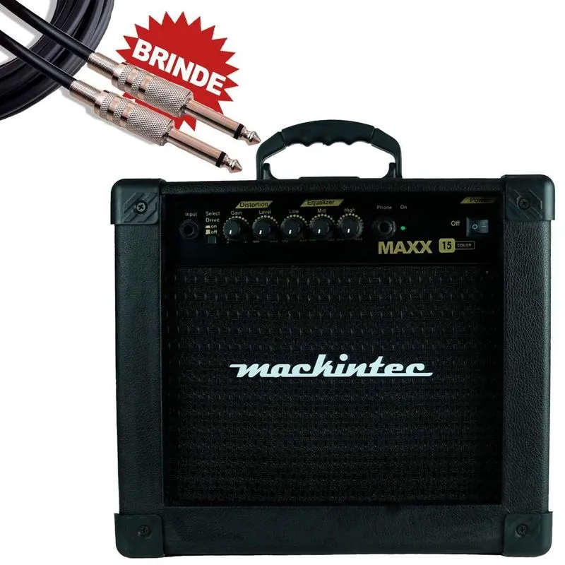 Amplificador Guitarra Violão Teclado Maxx 15 + Cabo P10 5m