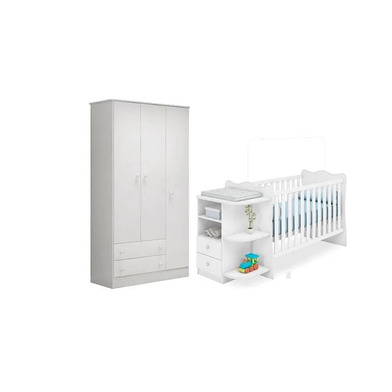 Guarda Roupa Doce Sonho E Berço Cantoneira Branco - Qmovi