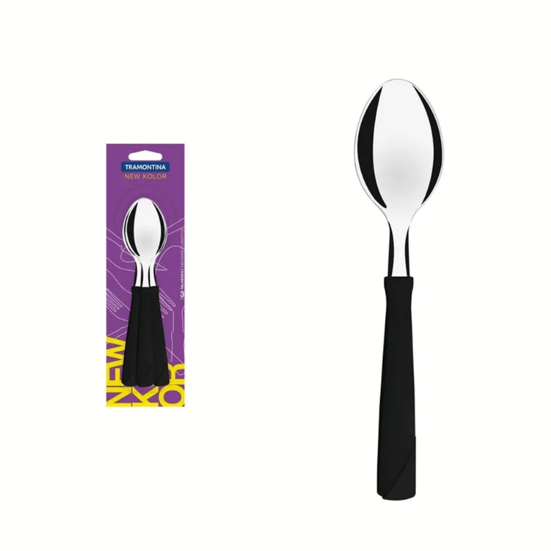 Conjunto Colher Mesa Inox 3 Peças New K Preto Tramontina