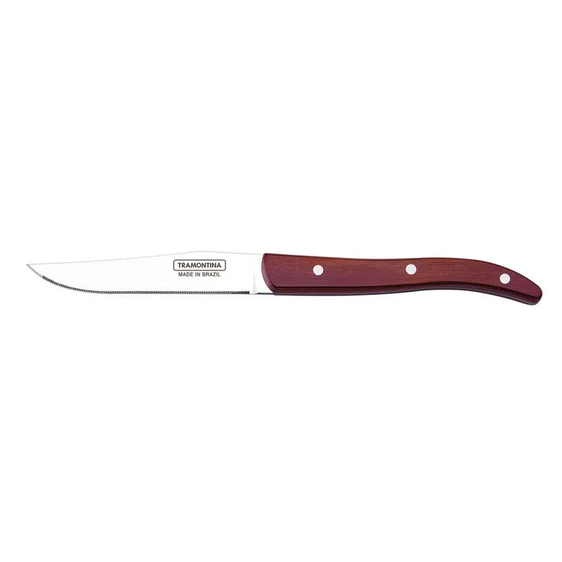 Faca para Churrasco com Lâmina em Aço Inox e Cabo de Madeira Polywood Vermelho 5" - Tramontina - TRAMONTINA